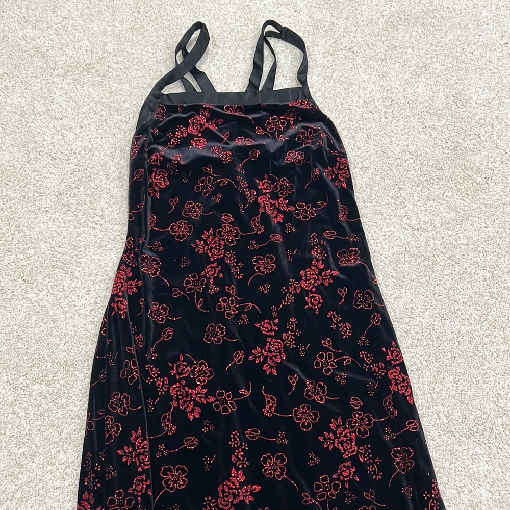 For al Black and red sparkly velvet dress Size 12